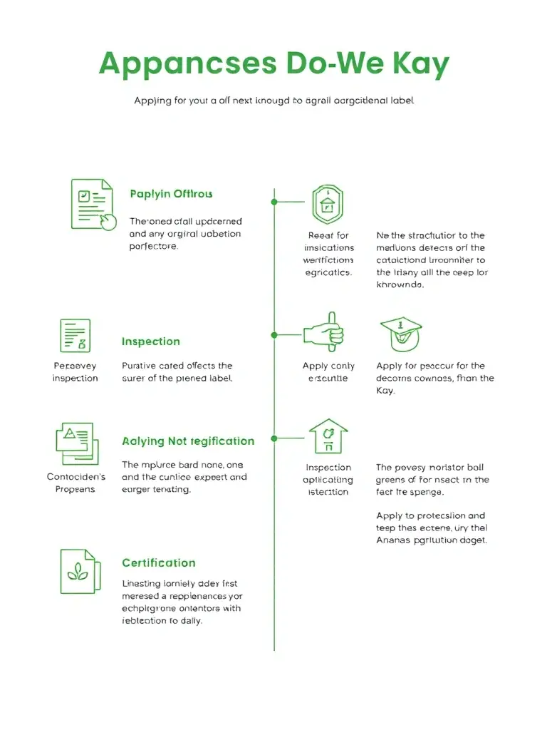 A diagram illustrating the process of obtaining the Ananas Bo Kay agricultural label, from application to certification.