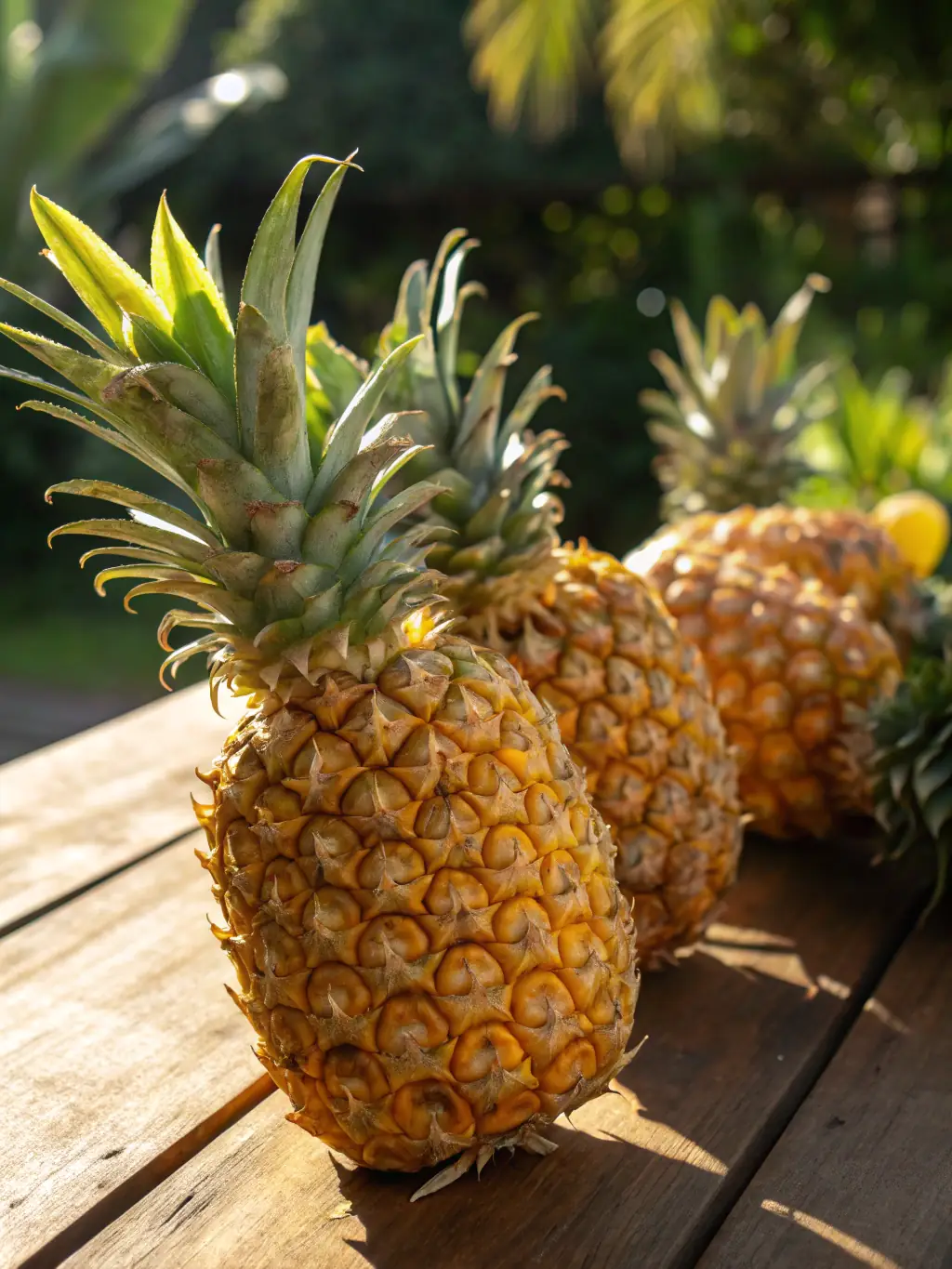 A variety of different pineapple types, each bearing the Ananas Bo Kay label, demonstrating the label's versatility.